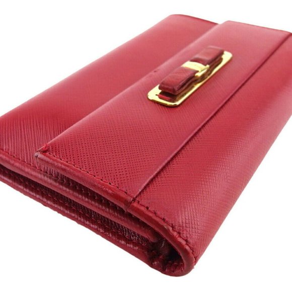 Salvatore ferragamo Three folded wallet Vara Ribbon Leather Auth Used L3574 - Picture 3 of 8